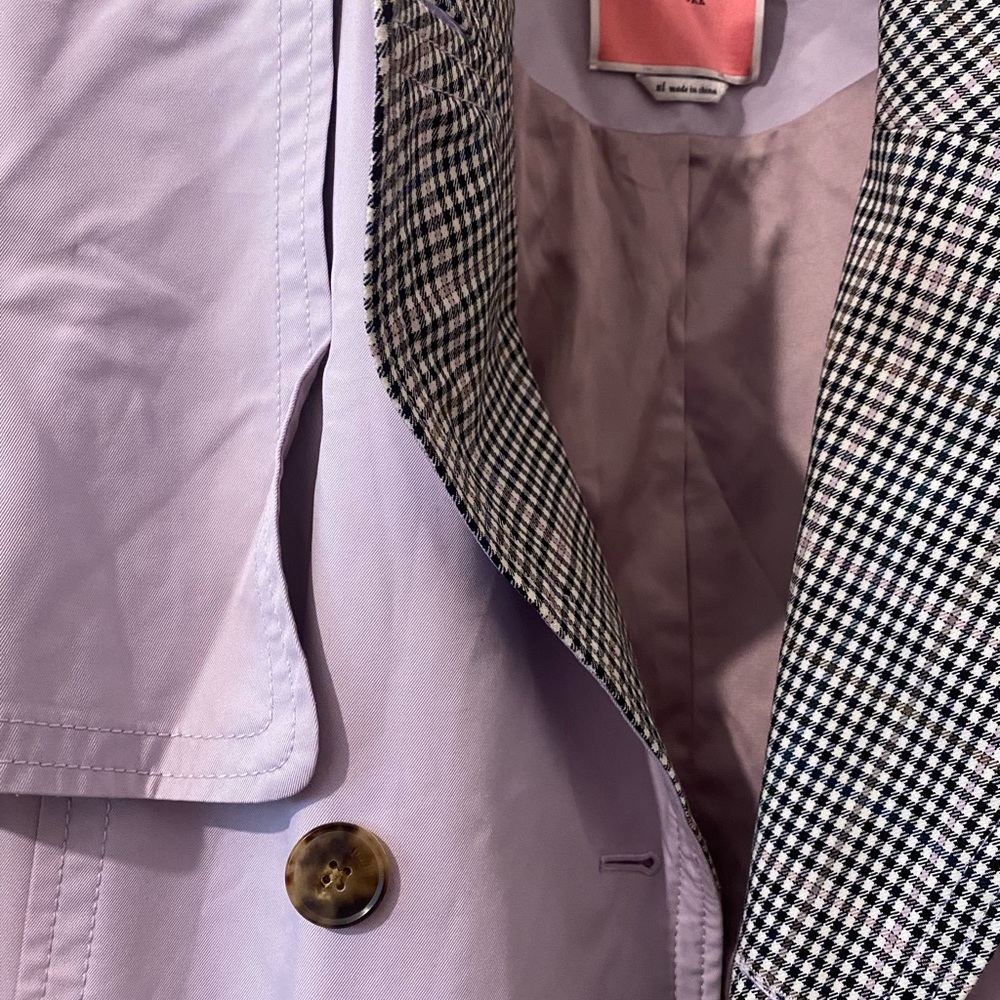 kate spade Lilac Trench Coat with Plaid Collar - Picture 7 of 12